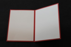 Attach the two pieces that have adhesive to the inside of the card